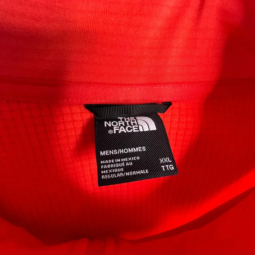 The North Face Mens 1/4‎ Zip Pullover Fleece Jacket Orange Logo Size XL
